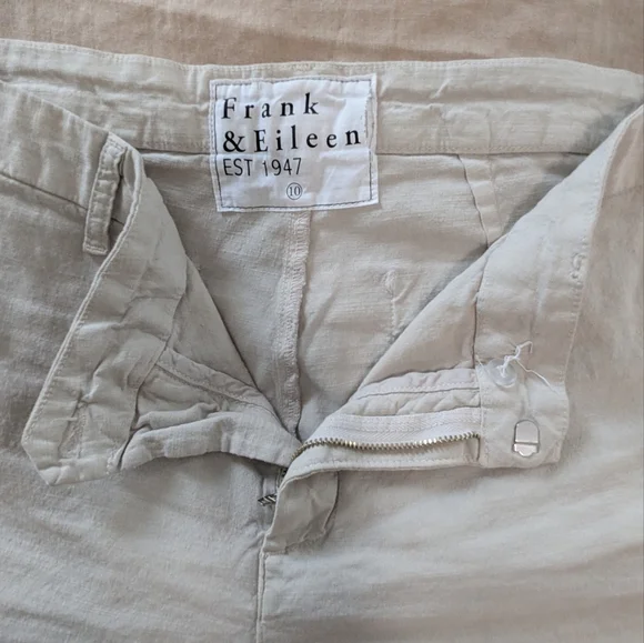 Frank & Eileen Cement Wexford Wide leg Linen Pants - Picture 3 of 10